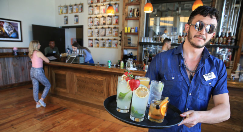 server with exciting cocktails