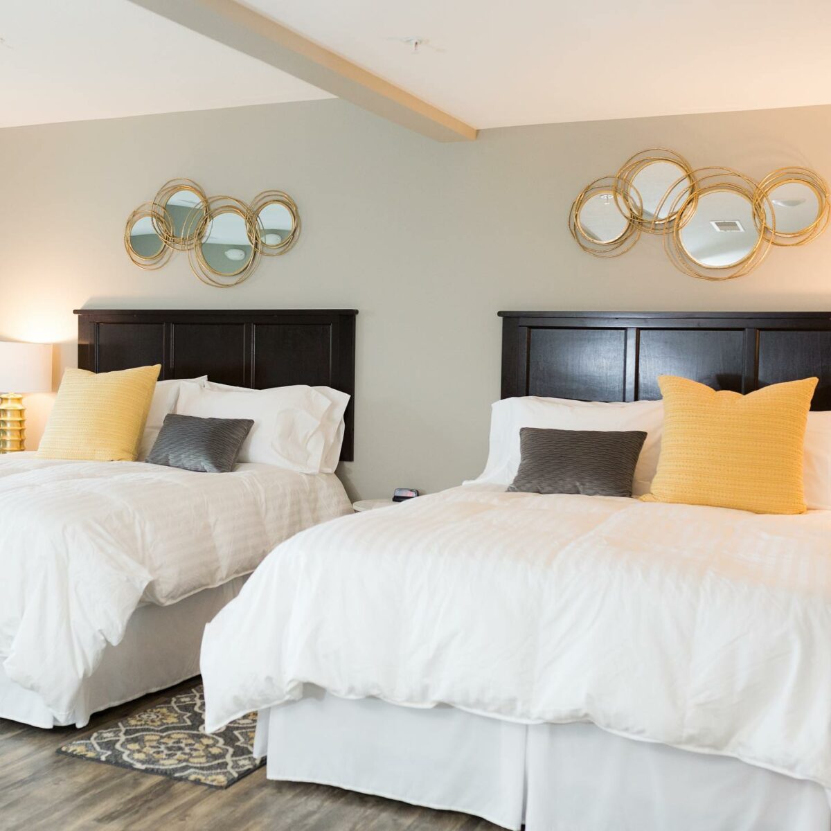 two beds in a hotel room